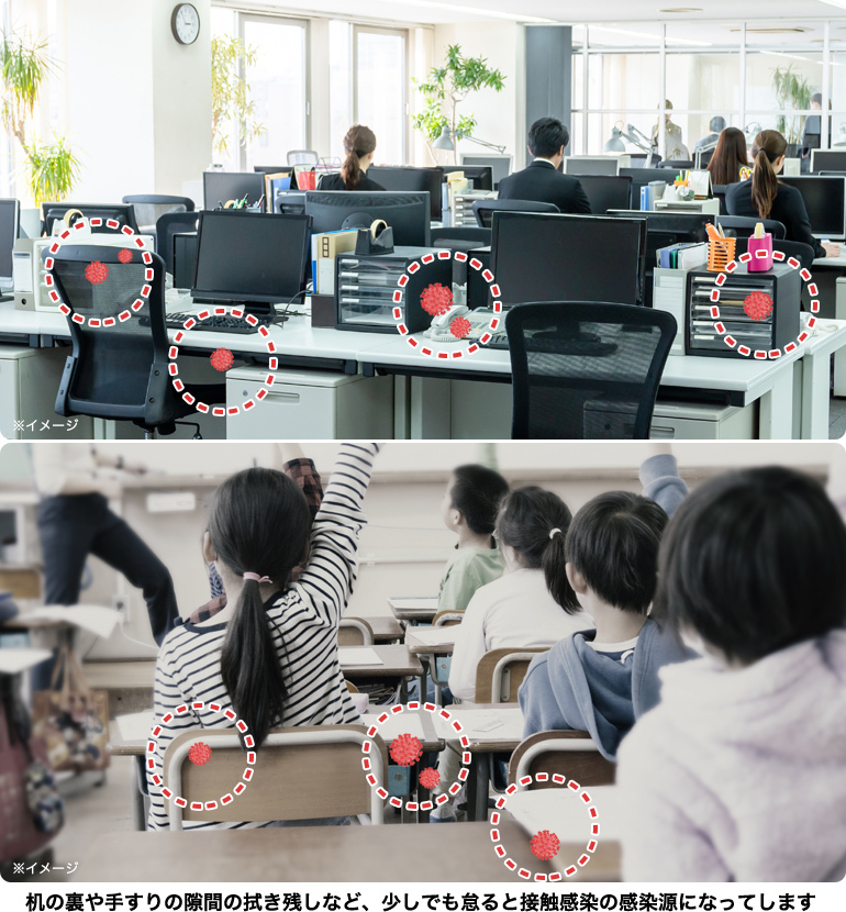 オフィス・学校へのコロナウイルス抗菌メリット